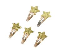 Confezione da 5 fermagli per capelli a forma di stella e cuore, con paillettes, per bambine e ragazze, accessori per la scuola, colore oro e argento