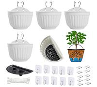 Confezione da 5 fioriere da parete in resina verticale da giardino, da appendere alla parete, per interni ed esterni, per cucina, erbe, balconi, ringhiere, tralicci, arredamento moderno bianco