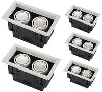 Confezione da 5, luci LED rettanari Multiple con Giunto cardanico, faretti da Incasso a soffitto - faretti da Incasso a soffitto con bulbo oculare Girevole a 2 Teste