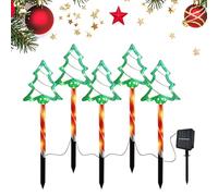 Confezione da 5 luci solari per vialetti di Natale, 43 cm, design pupazzo di neve/Babbo Natale/renna, impermeabile IP65, accensione e spegnimento automatico, classe energetica A per giardini del Regno