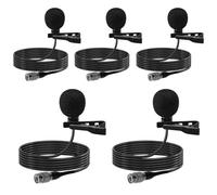 Confezione da 5 microfoni Lavalier da bavero per Audio Technica unidirezionale a condensatore clip-on microfono Hirose a 4 pin femmina connettore lavoro per interviste Vlog insegnamento, mani libere