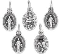 Confezione da 5 mini medaglie miracolose per braccialetti o collane, 1,27 cm, in argento ossidato, piccole medaglie miracolose per la creazione di gioielli cattolici Made in Italy