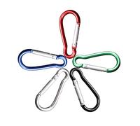 Confezione da 5 moschettoni a molla in alluminio da 4,6 cm con anello a D, moschettoni a molla per portachiavi, bottiglie d'acqua, pentole, lanterne, corde