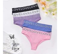 Confezione da 5 mutandine da donna senza cuciture, comode lettere sportive, traspiranti, eleganti, a vita alta