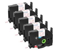 Confezione da 5 nastri adesivi compatibili con Brother TZE222 TZ222 AZe222, 0,9 cm x 8 m, 9 mm, 8 m, stampa laminata rossa su bianco, ricambio per Brother tze ptouch PT 70BM PT-H111 PT-1000 PT-300