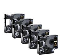 Confezione da 5 nastri per etichette da 12 mm compatibili con D1 A45010 A45013 A45018 LabelManager 100 450D Maker(5PK Gold on black)