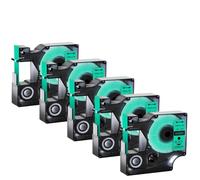 Confezione da 5 nastri per etichette da 12 mm compatibili con D1 A45010 A45013 A45018 LabelManager 100 450D Maker(5PK Black on green)