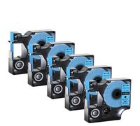 Confezione da 5 nastri per etichette da 12 mm compatibili con D1 A45010 A45013 A45018 LabelManager 100 450D Maker(5PK Black on blue)