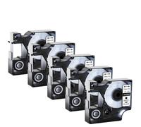 Confezione da 5 nastri per etichette da 12 mm compatibili con D1 A45010 A45013 A45018 LabelManager 100 450D Maker(5PK White on clear)