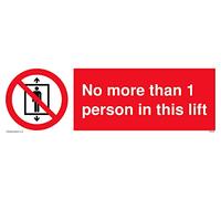 Confezione da 5 - No more of 1 person in this lift Sign - 300 x 100 mm - L31