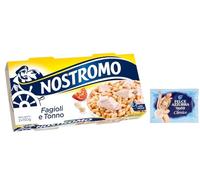 Confezione da 5 Nostromo Tonno e Fagioli,Piatto Pronto con Tonno e Fagioli, Ogni Confezione Contiene 2 lattine da 150g + 1 Confezione di Talco Felce Azzurra in omaggio, Busta da 100g