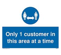 Confezione da 5 - Only 1 customer in this area at a time Sign - 200 x 150 mm - A5L