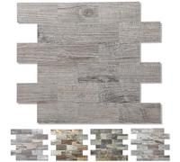 Confezione da 5 paraschizzi per piastrelle da cucina, 34,9 x 29,9 cm, pannelli in legno più spesso per piastrelle del bagno, decalcomanie per scale, tavolo della lavanderia, camera da letto, grigio