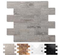 Confezione da 5 paraschizzi per piastrelle da cucina, 34,9 x 29,9 cm, pannelli in legno più spesso per piastrelle del bagno, decalcomanie per scale, tavolo della lavanderia, camera da letto, grigio