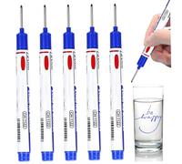 Confezione da 5 pennarelli per fori profondi, pennarelli indelebili a punta lunga con scala, impermeabili e ad asciugatura rapida per metallo, legno e costruzioni, decorazioni per la casa blu