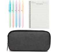 Confezione da 5 penne gel giapponesi da 0,5 mm, custodia nera e 6 fogli A5 - Fine Point Black Ink Pens, 200 pennelli Organizer, set da 160 pezzi