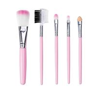 Confezione da 5 pennelli multiuso per trucco, fondotinta, ombretto, eyeliner, lucidalabbra, set di pennelli cosmetici (rosa, taglia unica)