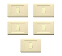 CONFEZIONE DA 5 PLACCHE IN TECNOPOLIMERO, COMPATIBILE CON BTICINO MAGIC, 1 MODULO/POSTO, COLORE AVORIO, ALTA QUALITA', SQUADRATE, RETTANGOLARI, DESIGN CLASSICO, PER INTERRUTTORI/PRESE