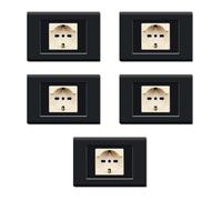 CONFEZIONE DA 5 PLACCHE IN TECNOPOLIMERO, COMPATIBILE CON BTICINO MAGIC, 1 MODULO/POSTO DOPPIO, UNEL, SCHUKO, COLORE NERO, ALTA QUALITA', DESIGN CLASSICO, PER INTERRUTTORI/PRESE