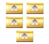 CONFEZIONE DA 5 PLACCHE IN TECNOPOLIMERO, COMPATIBILE CON BTICINO MAGIC, 1 MODULO/POSTO DOPPIO, UNEL, SCHUKO, COLORE ORO, ALTA QUALITA', DESIGN CLASSICO, PER INTERRUTTORI/PRESE