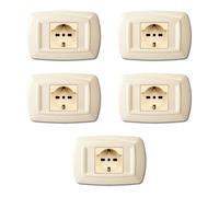 CONFEZIONE DA 5 PLACCHE IN TECNOPOLIMERO, COMPATIBILE CON BTICINO MAGIC, 1 MODULO/POSTO DOPPIO, UNEL, SCHUKO, COLORE AVORIO, ALTA QUALITA', DESIGN CLASSICO, PER INTERRUTTORI/PRESE