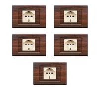 CONFEZIONE DA 5 PLACCHE IN TECNOPOLIMERO, COMPATIBILE CON BTICINO MAGIC, 1 MODULO/POSTO DOPPIO, UNEL, SCHUKO, COLORE LEGNO SCURO, ALTA QUALITA', DESIGN CLASSICO, PER INTERRUTTORI/PRESE