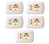 CONFEZIONE DA 5 PLACCHE IN TECNOPOLIMERO, COMPATIBILE CON BTICINO MAGIC, 2 MODULI/POSTI, SINGOLO E DOPPIO, SCHUKO, UNEL, BIANCO, ALTA QUALITA',DESIGN CLASSICO, PER INTERRUTTORI/PRESE