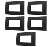 CONFEZIONE DA 5 PLACCHE IN TECNOPOLIMERO, COMPATIBILE CON VIMAR ARKE', 4 MODULI/POSTI, COLORE NERO, RETTAGOLARI, SQUADRATE, ALTA QUALITA', DESIGN ELEGANTE E MODERNO, PER INTERRUTTORI/PRESE
