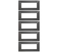 CONFEZIONE DA 5 PLACCHE PIRAMIDE SQUADRATE, IN TECNOPOLIMERO, COMPATIBILE CON BTICINO AXOLUTE, 6 MODULI/POSTI, ACCIAIO SCURO, RETTAGOLARI, DESIGN ELEGANTE E MODERNO, PER INTERRUTTORI/PRESE