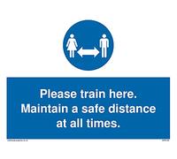 Confezione da 5 - Please train here Keep a safe distance at all times - Cartello - 200 x 150 mm - A5L