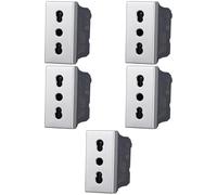 Confezione da 5 prese 10A 16A bipasso bivalente, Moduli Grigi, grigio, Compatibile Con BTicino Axolute, antenna, ethernet, TV, antenna, USB, schuko, Per Placche originali e compatibili