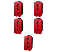Confezione da 5 prese 10A 16A bipasso bivalente rossa, Moduli Rossi, Compatibile Con BTicino living, antenna, ethernet, TV, antenna, USB, schuko, Per Placche originali e compatibili