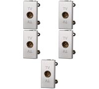 Confezione da 5 prese antenna TV, Moduli Grigi, grigio, Compatibile Con BTicino Axolute, antenna, ethernet, TV, antenna, USB, schuko, Per Placche originali e compatibili