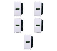 Confezione da 5 prese USB 2.0 tipo A 5Vdc 2A, Moduli Bianchi, Compatibile Con Vimar Plana, antenna, ethernet, TV, antenna, USB, schuko, Per Placche originali e compatibili