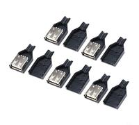 Confezione da 5 prese USB 2.0 tipo A femmina con cappuccio in plastica nera da 33 mm per alimentazione mobile da 5 V per caricabatterie e connettore di linea di saldatura a inserimento diretto del