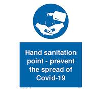 Confezione da 5 - Punto igienico-sanitario per le mani prevenire la diffusione di Covid-19 con simbolo obbligatorio del sanistser della mano - 1.