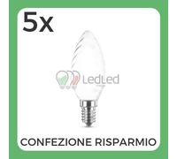 Confezione da 5 Pz di Lampadina Led Tortiglione Opale a Filamento C35 E14 6W ...