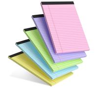 Confezione da 5 quaderni a righe da 12,7 x 20,3 cm, piccoli blocchi colorati con fogli perforati, carta da lettere a righe strette per scuola, ufficio e studio (multicolore)