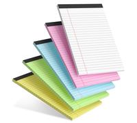 Confezione da 5 quaderni a righe da 12,7 x 20,3 cm, piccoli blocchi colorati con fogli perforati, carta da lettere a righe strette per scuola, ufficio e studio (multicolore)