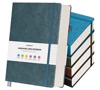 Confezione da 5 quaderni a righe universitari, 312 pagine numerate, spesse, 100 g/m², carta senza sbavature, copertina rigida in pelle, diario a righe, per donne e uomini, scuola, ufficio, formato A5,
