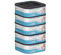 Confezione da 5 ricariche quadrate Jumbo per sacchetti di smaltimento compatibili con pannolini Genie Compact, Select e Classic, contengono fino a 810 pannolini per ricarica