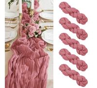 Confezione da 5 runner da tavola in garza rosa antico, runner da tavola in garza da 10 piedi in tessuto garza semitrasparente per ricevimento di nozze, matrimonio rustico Boho