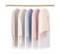 Confezione da 5 Sacchetti Portabiti per Armadio, 60x100cm Copriabiti Sigillati con Cerniera Laterale, Sacchetti EVA Lavabili Inodori per Abiti, Camicie, Giacche, Antipolvere & Antiumidità