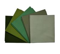 Confezione da 5 scampoli di tessuto designer 100% percalle di cotone tinta unita Fat Quarter FQ, pacchi di tessuto per trapuntatura, patchwork, artigianato, cucito | 19" x 20" (50cm x 52cm) (Verde con