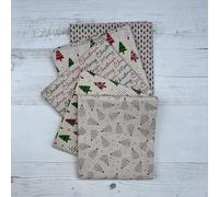 Confezione da 5 scampoli di tessuto natalizio in 100% cotone, per patchwork, trapuntatura, cucito, artigianato, 50 cm x 52 cm (Scandi)