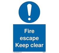 Confezione da 5 - Segnale Fire escape keep clear - 100 x 150 mm - A6P