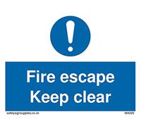Confezione da 5 - Segnale Fire escape keep clear - 100 x 75 mm - A7L