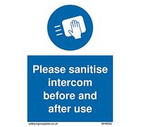 Confezione da 5 - Segnale per citofono Please Sanitise prima e dopo l'uso, 75 x 100 mm - A7P