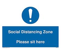 Confezione da 5 - Segnale Social Distancing Zone Please sit here - 200 x 150 mm - A5L