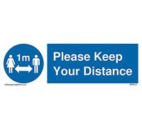 Confezione da 5 - Simbolo Social Distance 1 m con Please keep your distance - 150 x 50 mm - L15